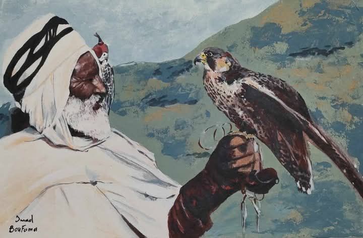 Algerian falconer  - a Paintings by Imad  Boufama 