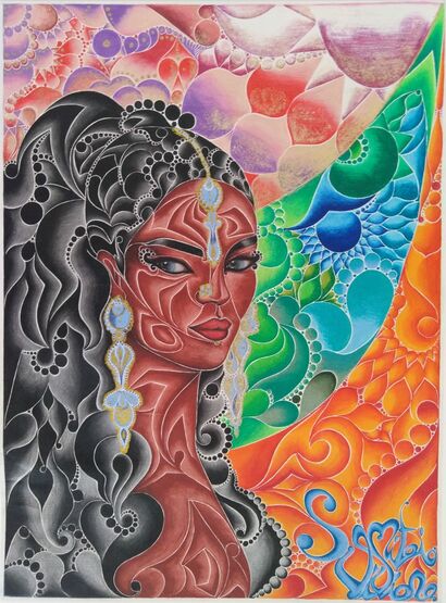 DONNA INDIANA - A Paint Artwork by Viviana Semitaio