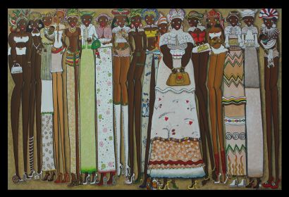 Barcode: Agnisa Talks - Hidden story in the headscarf  (Piezography)- 2025 1/5  - a Paintings Artwork by Mala Ramcharan