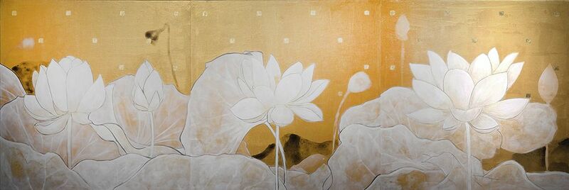 Lotus Pond - a Paint by Jyoti Naoki Eri