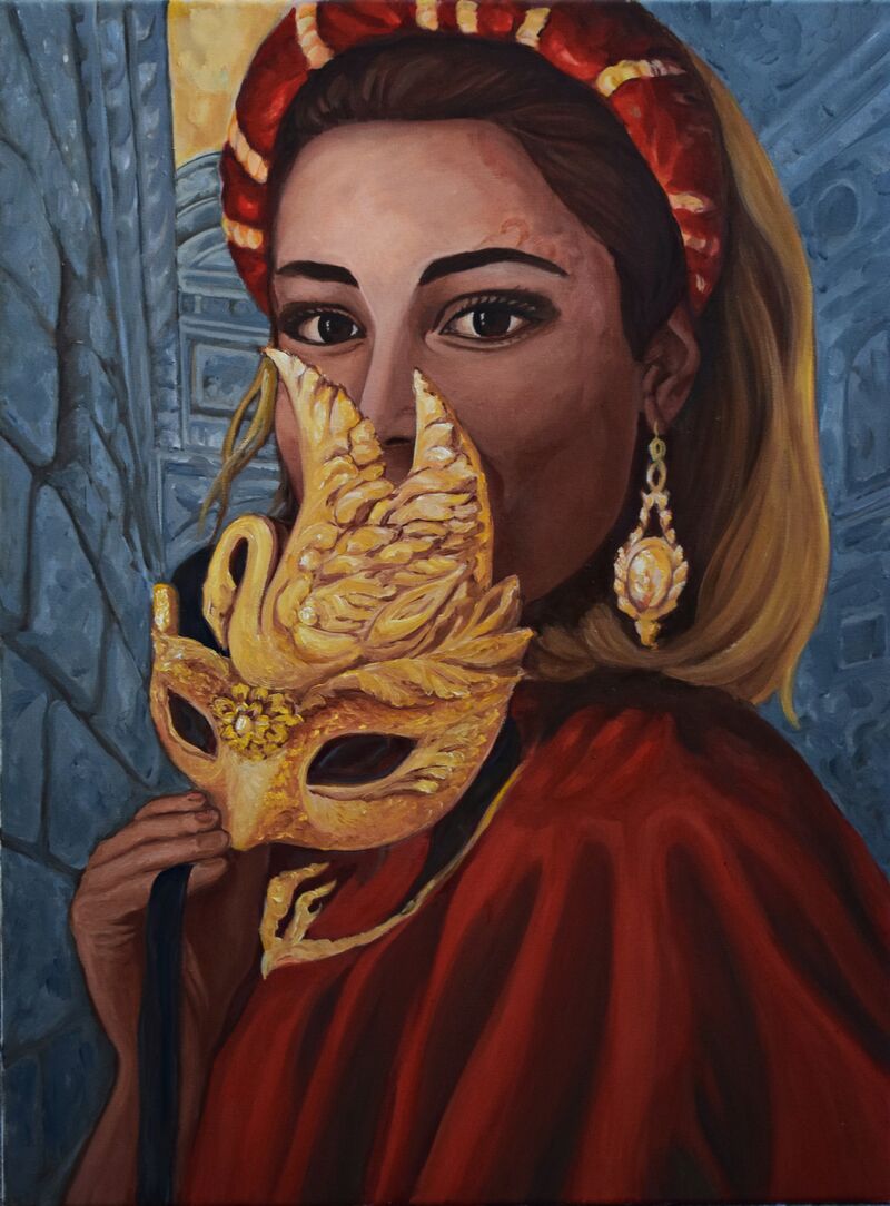 Omaggio all`amata Venezia. La mascherina rossa.  - a Paint by Tatjana Meier