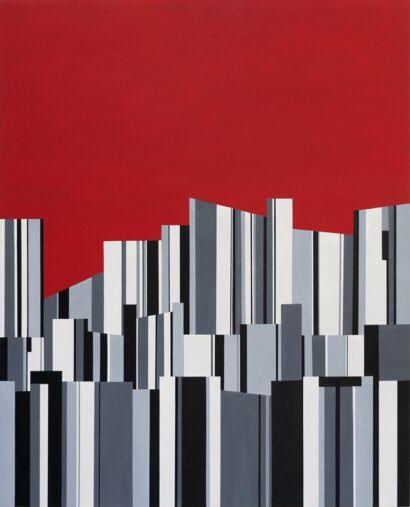 Red Cityscape - A Paint Artwork by Claudia Castro Barbosa