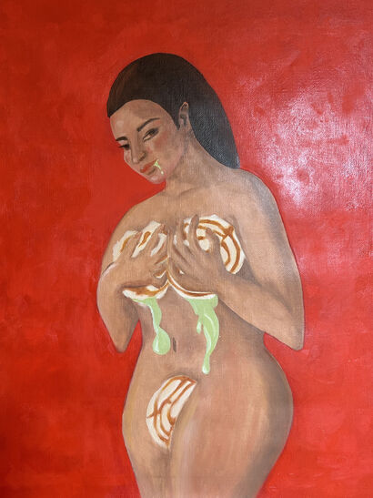 Conchas rellenas de crema de pistache - a Paint Artowrk by Queta Davila