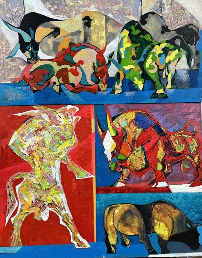 The BULL and Bulls composition - a Paint Artowrk by Chadraa