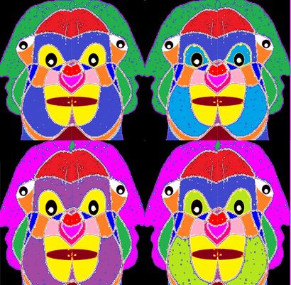 ´Discover Perspectives Double Monkey-NFT-Style: Discover Many Images in one - a Digital Art Artowrk by Pala Vishnu