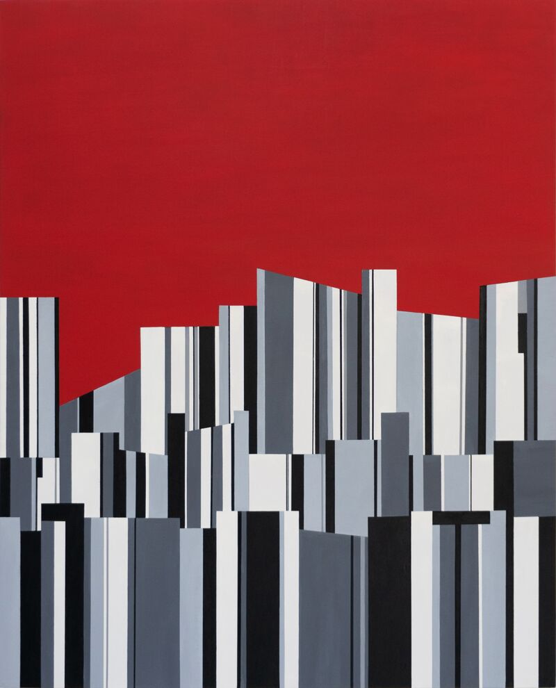 Red Cityscape - a Paint by Claudia Castro Barbosa