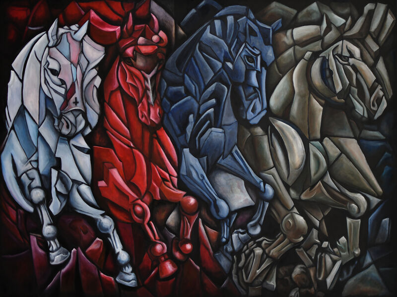 The 4 horses of the apocalypse - a Paintings by Katerina Cechova