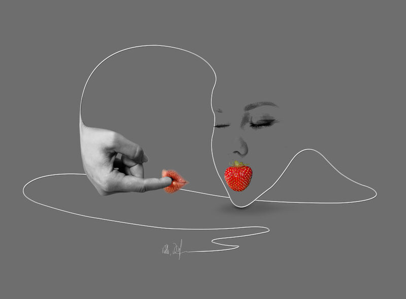 Erdbeermund  /  Strawberry mouth   - a Digital Graphics and Cartoon by Wolfram Keller