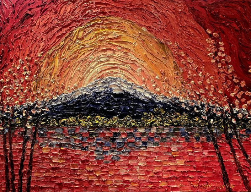 'Fuji in Bloom', Collection 'New Horizons' - a Paintings by Dr. Halyna Vakulenko