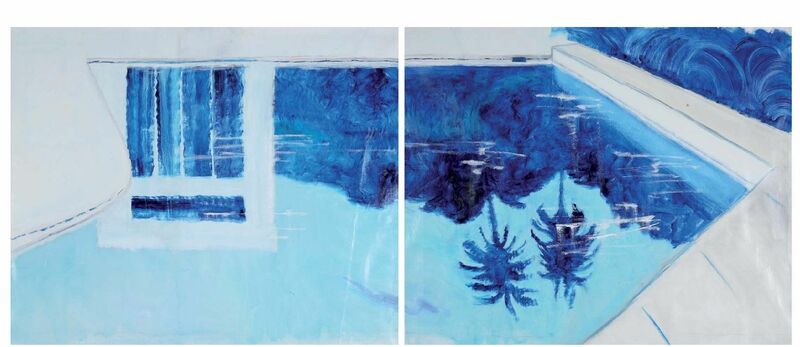 Billy&Steve's pool in Palm Springs  (diptych) - a Paint by teresa maresca