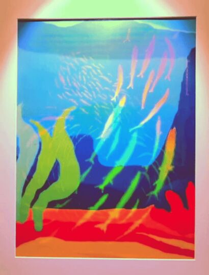 Swarm Intelligence in 3D - Holographic Fish Pirouette - a Paint Artowrk by Juergen Eichler