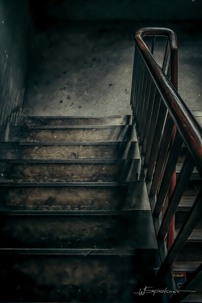 Stairway with Wooden Handrail - a Photographic Art Artowrk by Wolfgang Spekner
