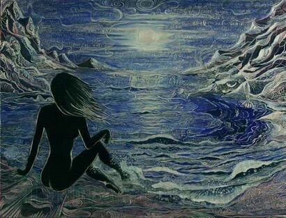 Il mare, La Luna, Il vento - A Paint Artwork by Cinzia  Quadri