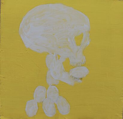 Requiem in yello. ( Skull and eggs) - a Paint Artowrk by Anders Tranmark