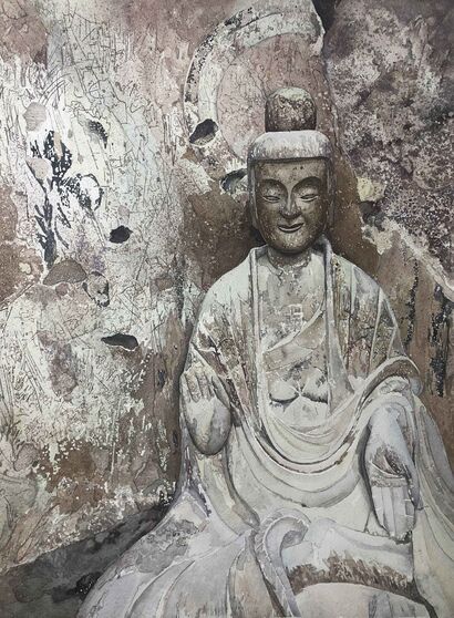 Maijishan Grottoes impression·The second eastern smile - A Paint Artwork by Qianlin Li