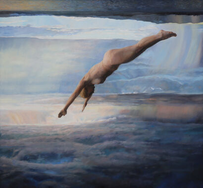 Cloud jumper - a Paint Artowrk by Lamp Maria Rosina
