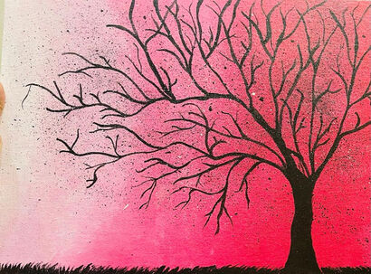 The pink tree  - A Paint Artwork by Trisha  Garabadu 