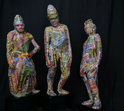 The THREE WARRIORS, The PAPER MOODS Collection - A Sculpture & Installation Artwork by DuminDa