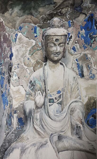 Maijishan Grottoes impression·One of the Eastern smiles - a Paint Artowrk by Qianlin Li
