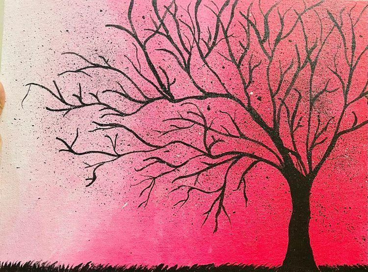 The pink tree  - a Paint by Trisha  Garabadu 