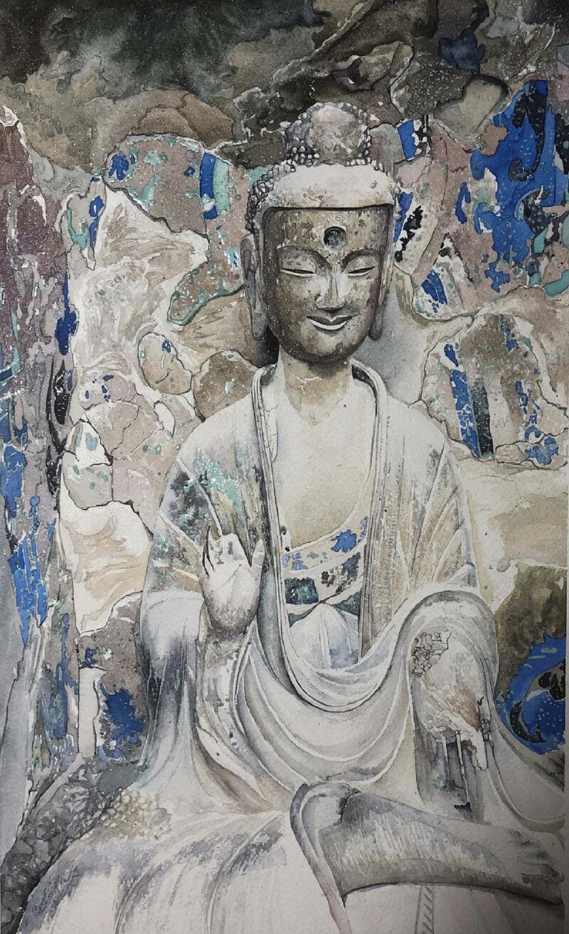 Maijishan Grottoes impression·One of the Eastern smiles - a Paint by Qianlin Li