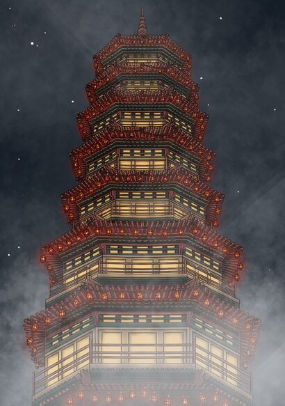 Temple of the Six Banyan Trees - A Digital Art Artwork by Megan Hunter