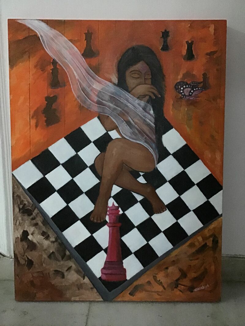 Lady on chess - a Paint by Mini