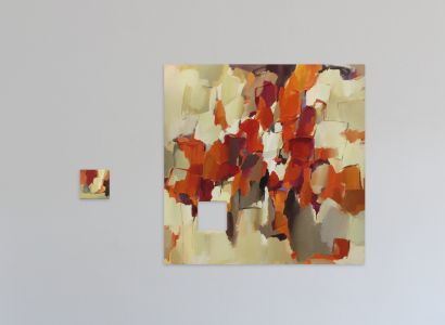 MODULAR MEMORY/Orange oil diptych - a Paintings Artwork by Аnastasia Saut