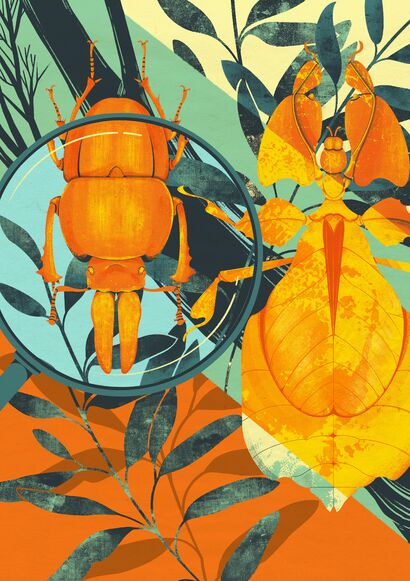 Insects under a magnifying glass - A Digital Art Artwork by Heidi