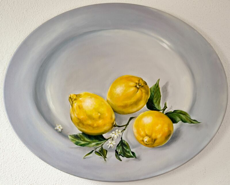 Lemons on a plate, - a Paint by Tanya Shark