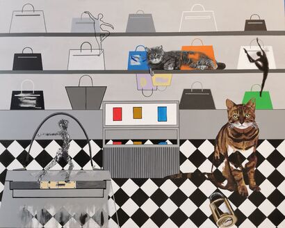 Handbags and Cats - A Paint Artwork by Jeff Tse