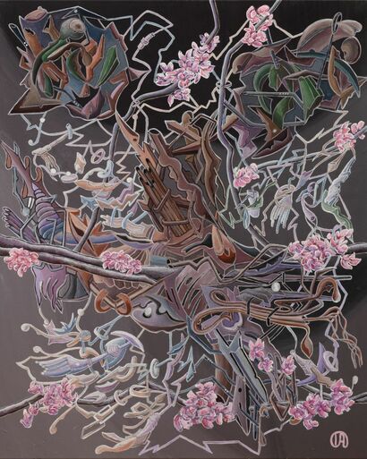 Dance of pink flowers - A Paint Artwork by Iryna Akimova