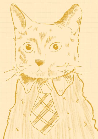 hard-working cat - a Digital Art Artowrk by Karoline Petschull