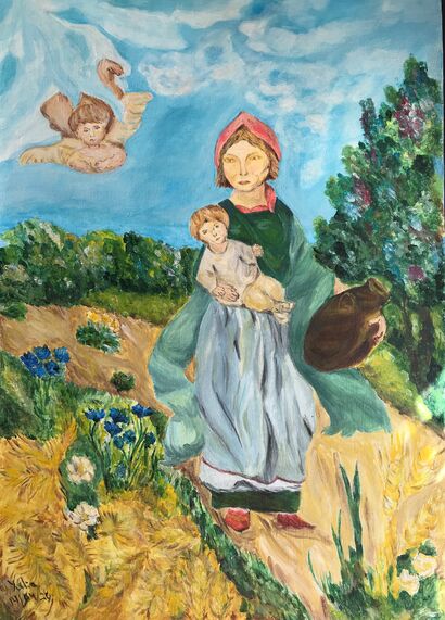 Les vacances de Pâques à la campagne/ The Easter holidays at the countryside - A Paint Artwork by Yulia Niki