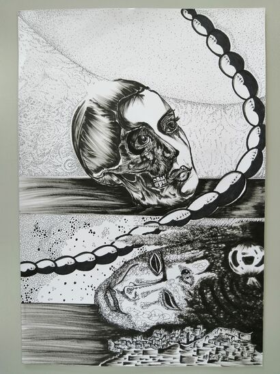 3 faces, 3 levels and a crown of thorns - A Paint Artwork by George Anastasiadis