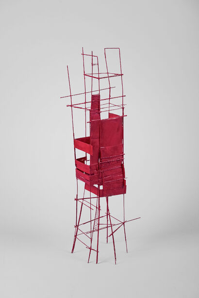 shelter E (red paper tower) - a Sculpture & Installation Artowrk by isa geiger