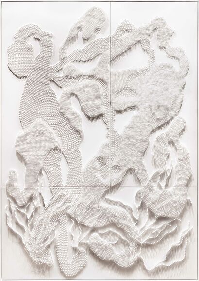 2 Humans in 3 panels - a Paint Artowrk by Jane Puylagarde