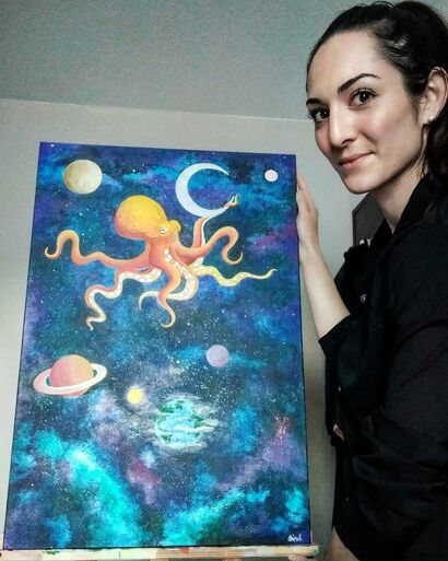 Octopus galactique - A Paint Artwork by Marilu
