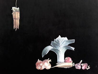 Naturaleza muerta V,  cebollas,apio y zanahorias  - A Paint Artwork by iluminatela 