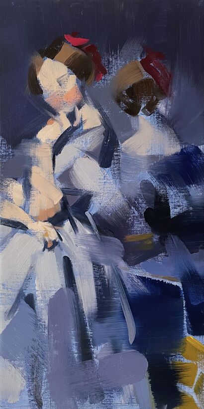 Blue reflection, after Ingres - A Paint Artwork by Coline Rohart