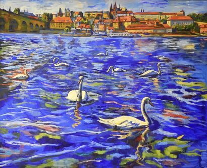 Swans  - A Paint Artwork by Irena Prochazkova