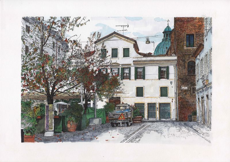 Treviso_Piazza Pola - a Paintings by ALESSANDRO FACCHIN