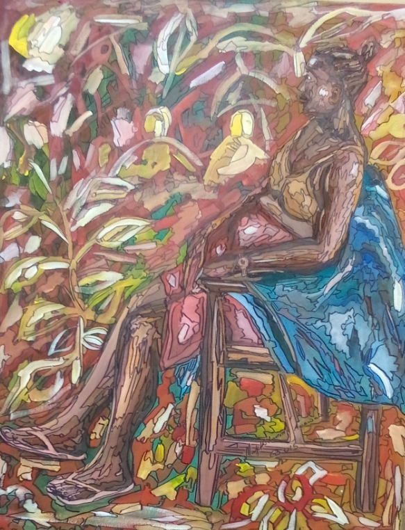 Resting mood - a Paint by MAJEKODUNMI Adewale Olakunmi