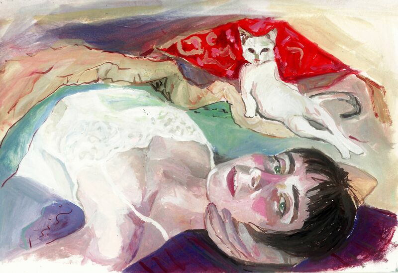 self-portrait with a cat - a Paint by Clara Zúccaro