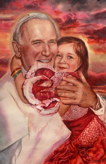 San Juan Pablo II - A Paintings Artwork by Carmen Judith Montaño Valencia 