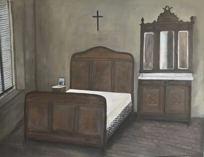 La cruz en la pared - A Paint Artwork by Lilian Camelli