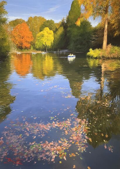 Pond in Palmengarten Frankfurt  - a Paint Artowrk by Rui Zhao