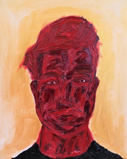 RED SELF-PORTRAIT - A Paint Artwork by Lorenzo Campetella