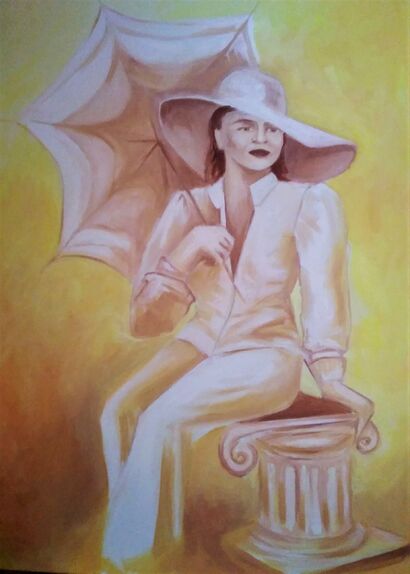 Lady with umbrella - a Paint Artowrk by Inita Sabanska