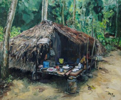 Nostalgia: Attap hut - A Paint Artwork by Cindy